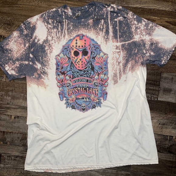 Jason Vorhees Camp Crystal Lake Halloween Horror sublimation bleached tees - Picture 1 of 1